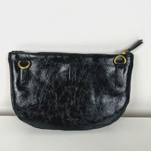 Remi Reid Black Leather Clutch Two Pouch Contrasting Leather Bag MISSING STRAP - Picture 1 of 11